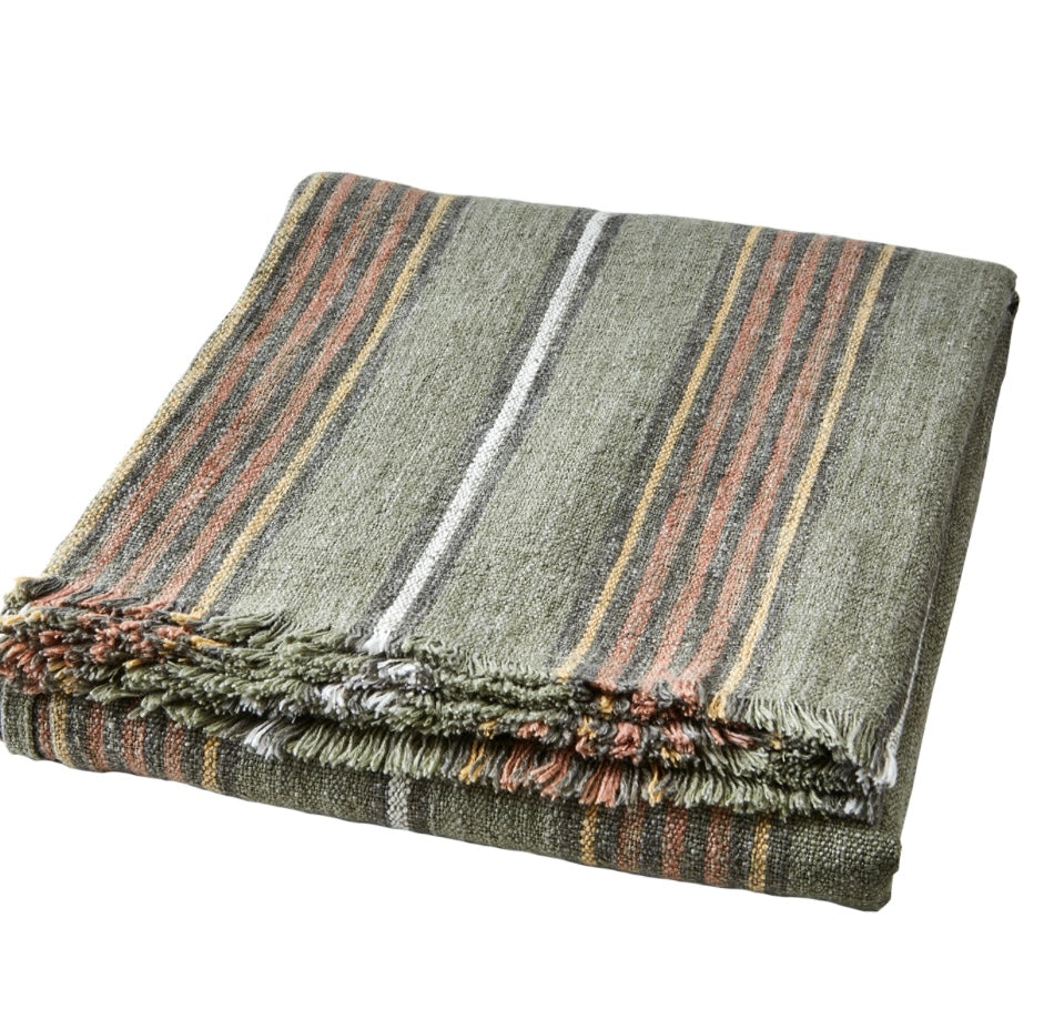 HILDA Filt/duk, Grön/rostbrun/vit/gul Affari of sweden