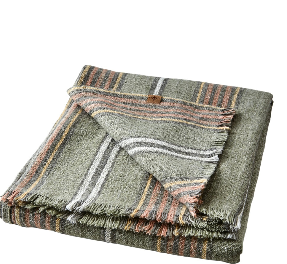 HILDA Filt/duk, Grön/rostbrun/vit/gul Affari of sweden